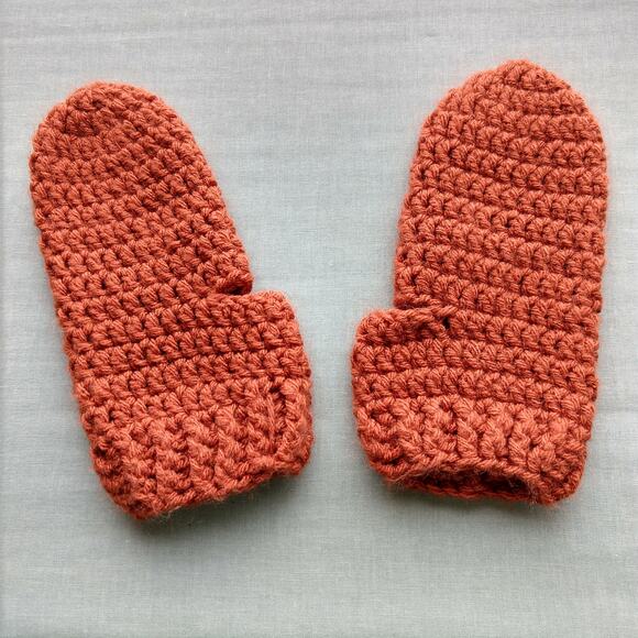 Hand Crafted Accessories - Pumpkin Spice Crochet Thumbless Mittens adult sized warm winter phone addiction